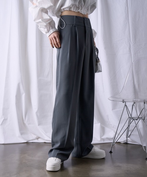 COCOMOMO（ココモモ）の「ハイウエストワイドスラックス（スラックス・レディース・ブラック/ブラウン/ダークグレー・S/M/L）」の21枚目の写真