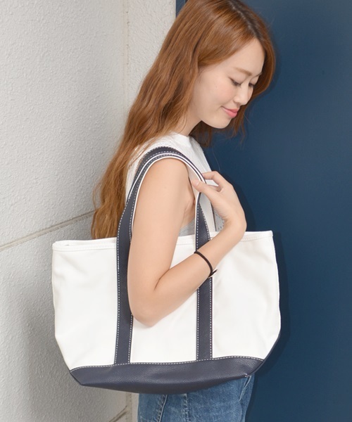 Khaju（カージュ）の「Khaju:キャンバストートバッグ□（トートバッグ・レディース・ネイビー/ピンク/ゴールド・ONE SIZE）」の2枚目の写真