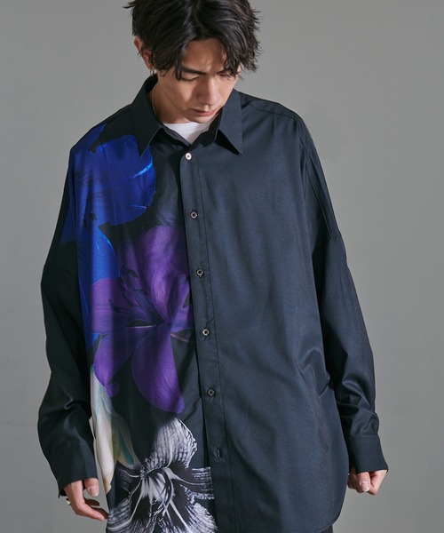 SILVER BULLET(シルバーバレット)の「『CavariA/キャバリア』リリープリントシャツ(シャツ/ブラウス・メンズ・ブラック/ホワイト・L/M)」の2枚目の写真