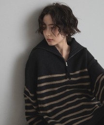 【ZOZO限定】ハーフジップボーダーニット