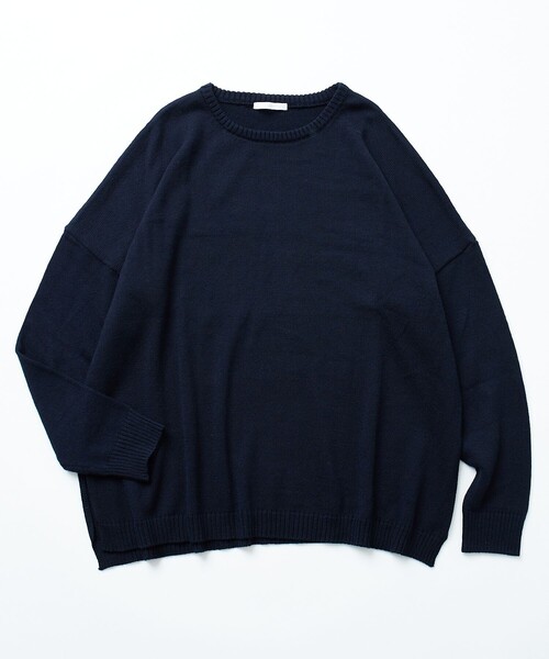 Firsthand(ファーストハンド)の「Firsthand/ファーストハンド スリットデザインニット / オーバーサイズプルオーバーニット(ニット/セーター・メンズ・ネイビー/ブラウン・M/L)」の2枚目の写真