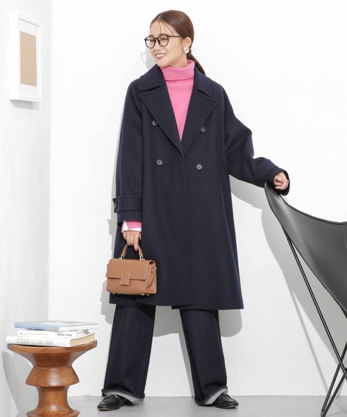 セール】ウールビーバーミドルAラインコート（ピーコート）｜NANO