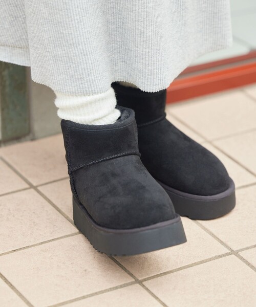 FREAK'S STORE（フリークスストア）の「限定展開　厚底 ムートン ブーツ（ブーツ・レディース・グレー/ブラック/ピンク/キャメル・37/36/38）」の17枚目の写真