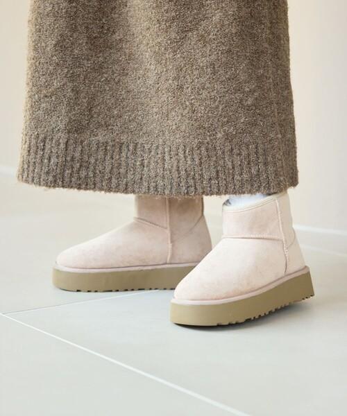 FREAK'S STORE（フリークスストア）の「限定展開　厚底 ムートン ブーツ（ブーツ・レディース・グレー/ブラック/ピンク/キャメル・37/36/38）」の14枚目の写真