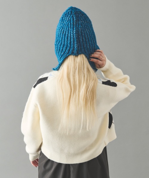 MERLOT（メルロー）の「アーガイルカーディガン（ニット/セーター・レディース・ブラック/ホワイト・FREE）」の6枚目の写真