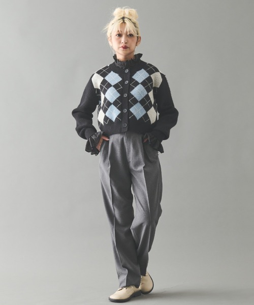 MERLOT（メルロー）の「アーガイルカーディガン（ニット/セーター・レディース・ブラック/ホワイト・FREE）」の16枚目の写真