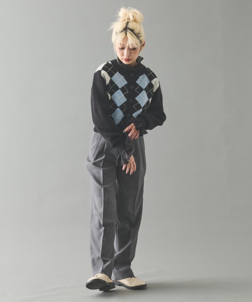 MERLOT（メルロー）の「アーガイルカーディガン（ニット/セーター・レディース・ブラック/ホワイト・FREE）」の17枚目の写真