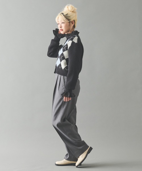 MERLOT（メルロー）の「アーガイルカーディガン（ニット/セーター・レディース・ブラック/ホワイト・FREE）」の18枚目の写真