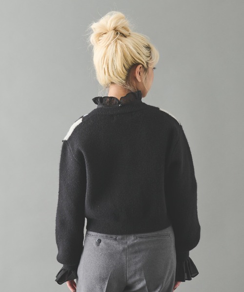 MERLOT（メルロー）の「アーガイルカーディガン（ニット/セーター・レディース・ブラック/ホワイト・FREE）」の15枚目の写真