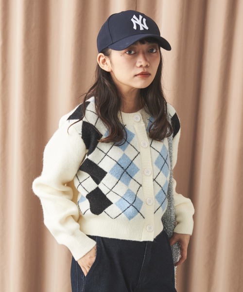 MERLOT（メルロー）の「アーガイルカーディガン（ニット/セーター・レディース・ブラック/ホワイト・FREE）」の22枚目の写真