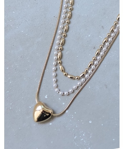 Re:EDIT（リエディ）の「[3点セット]ハートorボールモチーフ3連チェーンネックレス（ネックレス・レディース・シルバー/シルバー系その他/ゴールド/ゴールド系その他・FREE）」の4枚目の写真