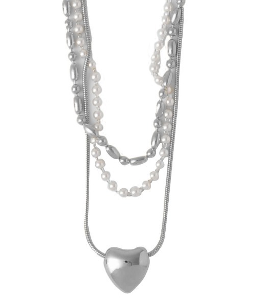 Re:EDIT（リエディ）の「[3点セット]ハートorボールモチーフ3連チェーンネックレス（ネックレス・レディース・シルバー/シルバー系その他/ゴールド/ゴールド系その他・FREE）」の10枚目の写真