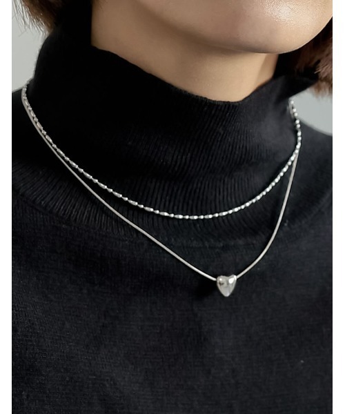 Re:EDIT（リエディ）の「[3点セット]ハートorボールモチーフ3連チェーンネックレス（ネックレス・レディース・シルバー/シルバー系その他/ゴールド/ゴールド系その他・FREE）」の6枚目の写真