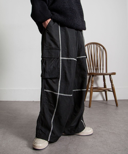 NILWAY（ニルウェイ）の「ピーチスキンステッチワイドミリタリーカーゴパンツ（カーゴパンツ・メンズ・カーキ/ブラック/グレー・MEDIUM/LARGE）」の5枚目の写真