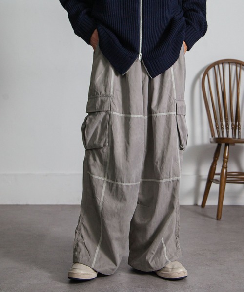 NILWAY（ニルウェイ）の「ピーチスキンステッチワイドミリタリーカーゴパンツ（カーゴパンツ・メンズ・カーキ/ブラック/グレー・MEDIUM/LARGE）」の10枚目の写真