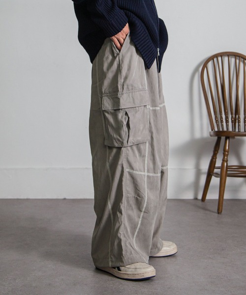 NILWAY（ニルウェイ）の「ピーチスキンステッチワイドミリタリーカーゴパンツ（カーゴパンツ・メンズ・カーキ/ブラック/グレー・MEDIUM/LARGE）」の11枚目の写真