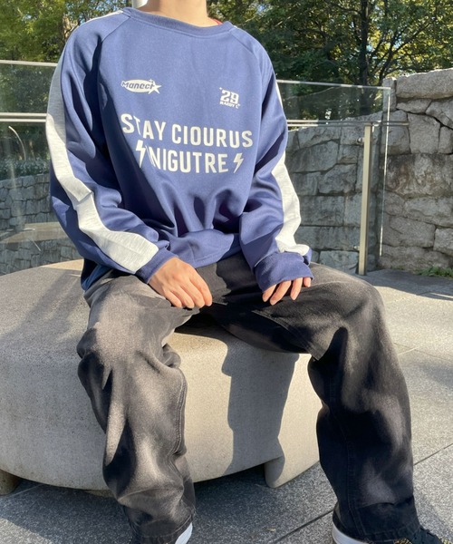 B.R.U（ブル）の「スポーティーユニフォームロゴスウェット / ゲームシャツ（スウェット・メンズ・ネイビー/グレー・FREE）」の7枚目の写真