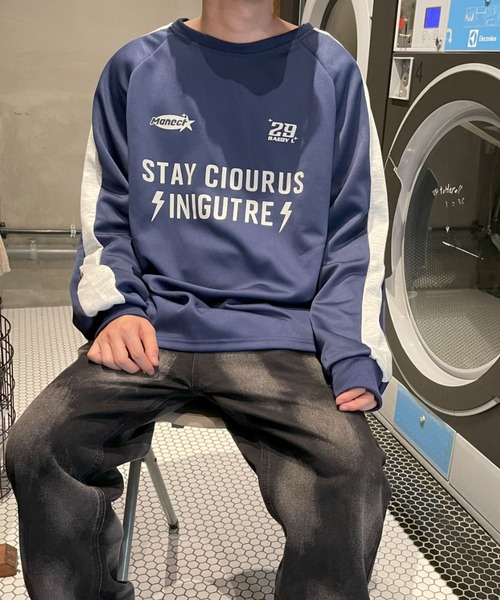 B.R.U（ブル）の「スポーティーユニフォームロゴスウェット / ゲームシャツ（スウェット・メンズ・ネイビー/グレー・FREE）」の4枚目の写真