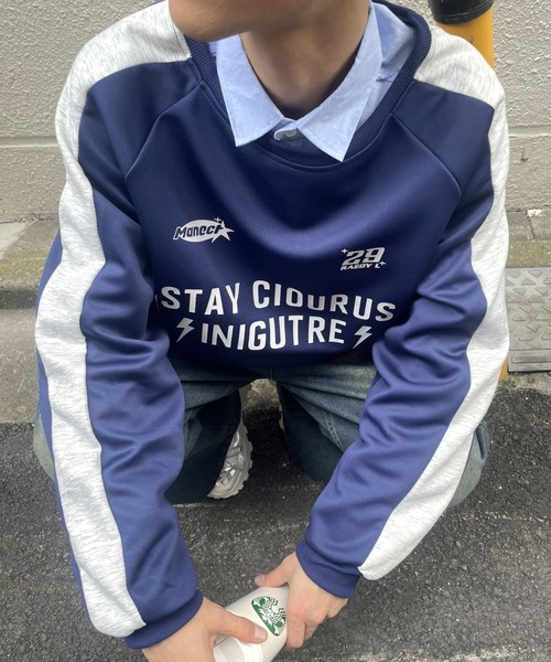 B.R.U（ブル）の「スポーティーユニフォームロゴスウェット / ゲームシャツ（スウェット・メンズ・ネイビー/グレー・FREE）」の11枚目の写真