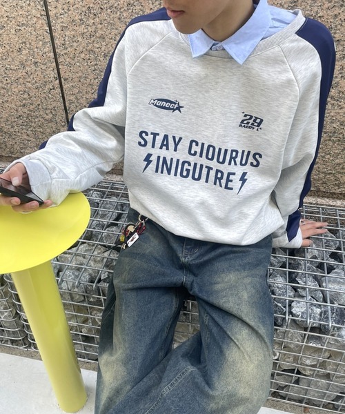 B.R.U（ブル）の「スポーティーユニフォームロゴスウェット / ゲームシャツ（スウェット・メンズ・ネイビー/グレー・FREE）」の16枚目の写真