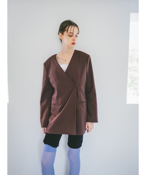 sahara（サハラ）の「Collarless Over Jacket（ノーカラージャケット・レディース・ホワイト/ブラック/ブラウン系その他・FREE）」の16枚目の写真