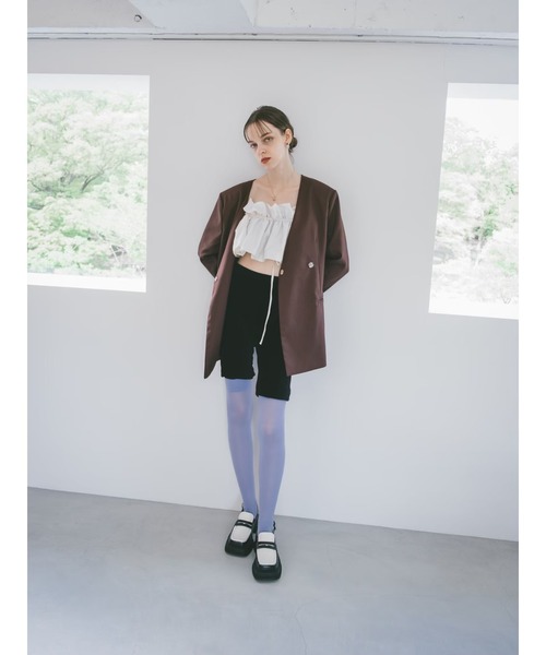 sahara（サハラ）の「Collarless Over Jacket（ノーカラージャケット・レディース・ホワイト/ブラック/ブラウン系その他・FREE）」の18枚目の写真