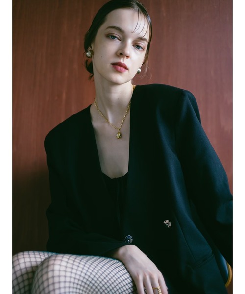 sahara（サハラ）の「Collarless Over Jacket（ノーカラージャケット・レディース・ホワイト/ブラック/ブラウン系その他・FREE）」の10枚目の写真