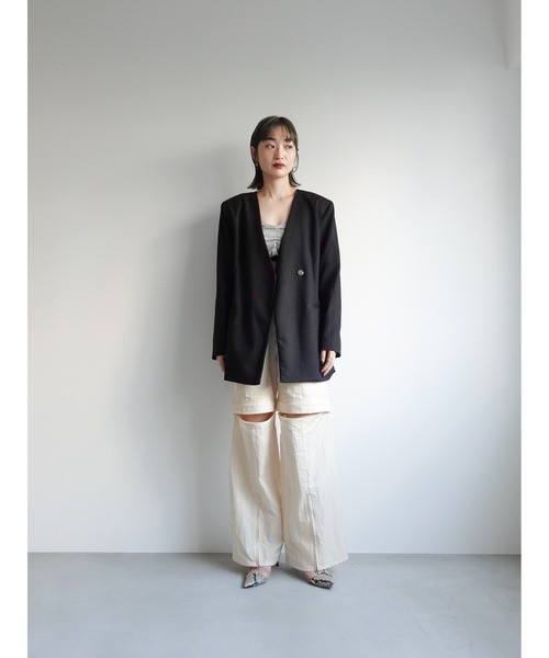 sahara（サハラ）の「Collarless Over Jacket（ノーカラージャケット・レディース・ホワイト/ブラック/ブラウン系その他・FREE）」の11枚目の写真