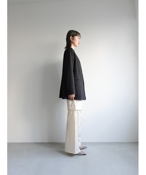 sahara（サハラ）の「Collarless Over Jacket（ノーカラージャケット・レディース・ホワイト/ブラック/ブラウン系その他・FREE）」の13枚目の写真