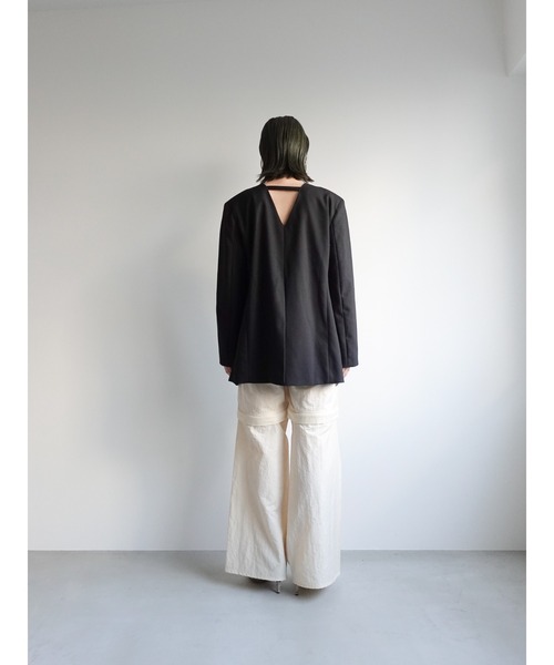 sahara（サハラ）の「Collarless Over Jacket（ノーカラージャケット・レディース・ホワイト/ブラック/ブラウン系その他・FREE）」の14枚目の写真