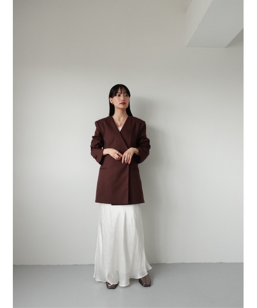 sahara（サハラ）の「Collarless Over Jacket（ノーカラージャケット・レディース・ホワイト/ブラック/ブラウン系その他・FREE）」の19枚目の写真