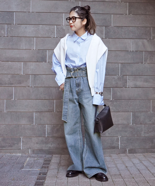 EVERYDAY I LIKE.（エヴリディアイライク）の「ベルテッドジーンズ（デニムパンツ・レディース・エメラルドブルー・38/34/36）」の3枚目の写真