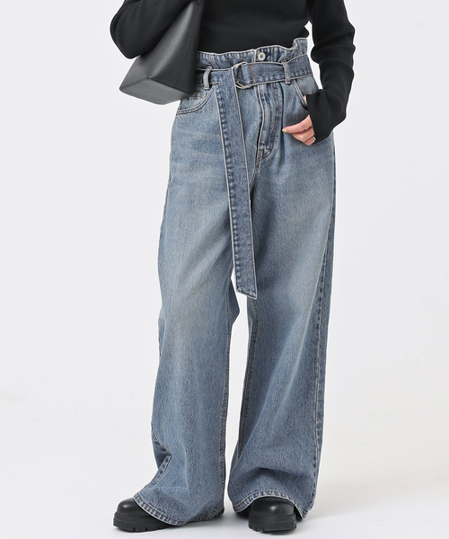 EVERYDAY I LIKE.（エヴリディアイライク）の「ベルテッドジーンズ（デニムパンツ・レディース・エメラルドブルー・38/34/36）」の7枚目の写真