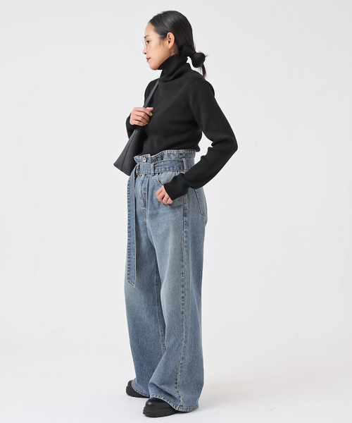 EVERYDAY I LIKE.（エヴリディアイライク）の「ベルテッドジーンズ（デニムパンツ・レディース・エメラルドブルー・38/34/36）」の11枚目の写真