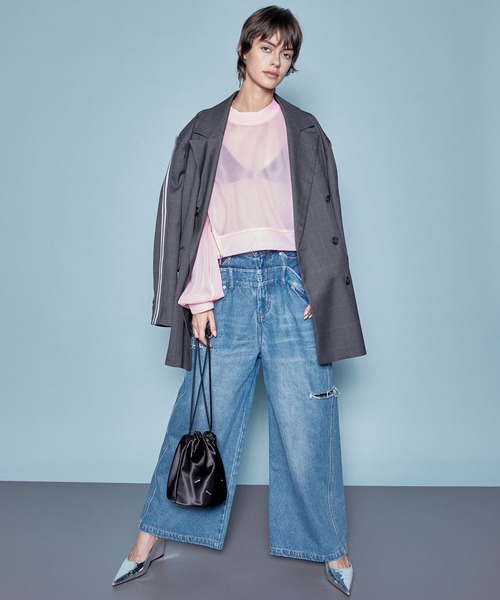MAISON SPECIAL（メゾンスペシャル）の「Many MS Logo Drawstring Bag/メニーMSロゴドローストリングバッグ【MAISON SPECIAL/メゾンスペシャル】（ハンドバッグ・レディース・ホワイト/ブラック/ピンク・FREE）」の4枚目の写真