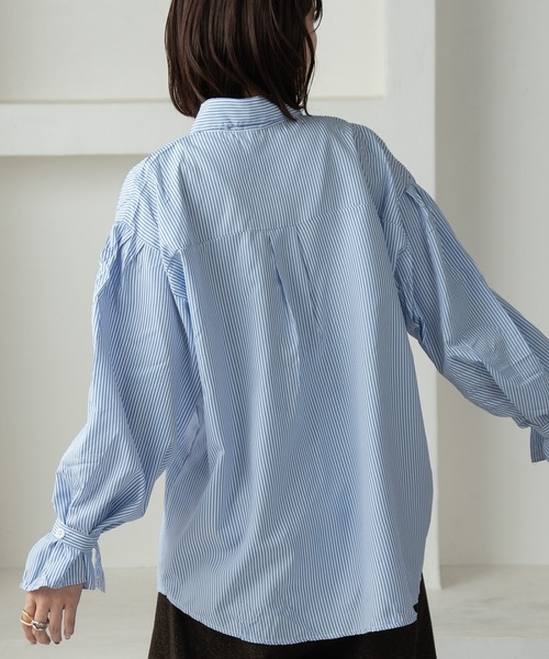 Amiur（エミレ）の「stripe volume sleeve shirt / ストライプ