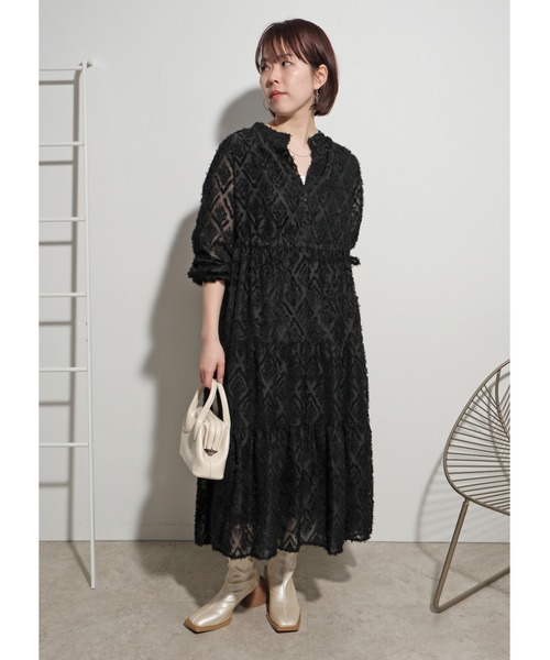 palm RICHE(ポームリシュ)の「ジャガードワンピース(ワンピース・レディース・オフホワイト/ブラック・M)」の19枚目の写真