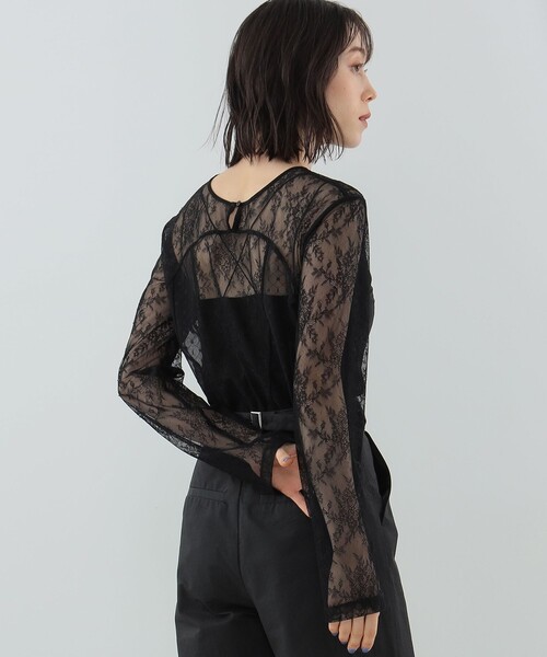 Ray BEAMS（レイビームス）の「Ray BEAMS / レース キリカエ Tシャツ（Tシャツ/カットソー・レディース・ブラック/ホワイト・ONE SIZE）」の13枚目の写真