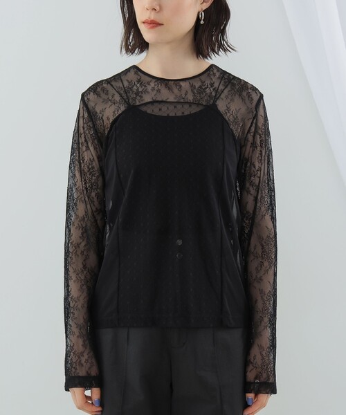 Ray BEAMS（レイビームス）の「Ray BEAMS / レース キリカエ Tシャツ（Tシャツ/カットソー・レディース・ブラック/ホワイト・ONE SIZE）」の18枚目の写真