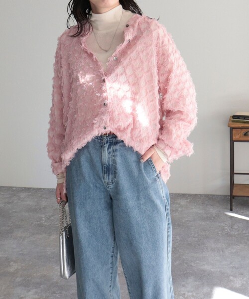 fredy emue(フレディエミュ)の「【オケージョン対応】フリンジジャガードシャツ(シャツ/ブラウス・レディース・オフホワイト/ブラック/ピンク・38)」の16枚目の写真