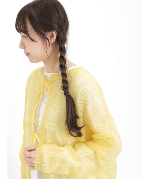 Samansa Mos2(サマンサ モスモス)の「透かしニットカーディガン(カーディガン/ボレロ・レディース・イエロー/オフホワイト/グレー/ブラック・F)」の10枚目の写真