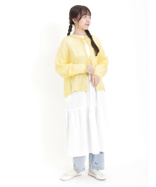 Samansa Mos2(サマンサ モスモス)の「透かしニットカーディガン(カーディガン/ボレロ・レディース・イエロー/オフホワイト/グレー/ブラック・F)」の14枚目の写真