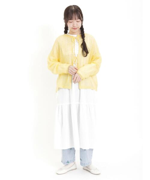 Samansa Mos2(サマンサ モスモス)の「透かしニットカーディガン(カーディガン/ボレロ・レディース・イエロー/オフホワイト/グレー/ブラック・F)」の15枚目の写真