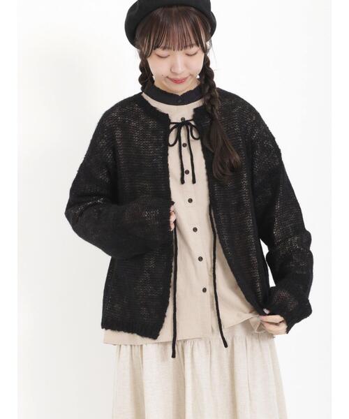 Samansa Mos2(サマンサ モスモス)の「透かしニットカーディガン(カーディガン/ボレロ・レディース・イエロー/オフホワイト/グレー/ブラック・F)」の16枚目の写真