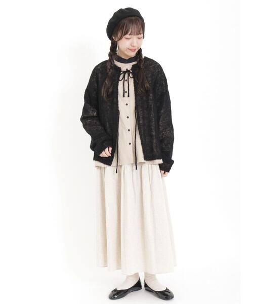 Samansa Mos2(サマンサ モスモス)の「透かしニットカーディガン(カーディガン/ボレロ・レディース・イエロー/オフホワイト/グレー/ブラック・F)」の21枚目の写真