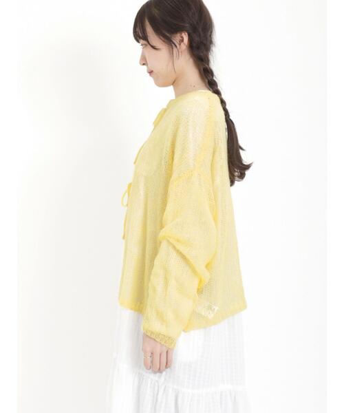 Samansa Mos2(サマンサ モスモス)の「透かしニットカーディガン(カーディガン/ボレロ・レディース・イエロー/オフホワイト/グレー/ブラック・F)」の12枚目の写真