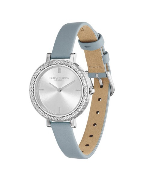 OLIVIA BURTON(オリビアバートン)の「「OLIVIA BURTON/オリビアバートン」クラシックス - 30mm ヴィンテージ ビーズ シルバー ホワイト サンレイ チョーク ブルー レザー(アナログ腕時計・レディース・ライトブルー・30mm)」の2枚目の写真
