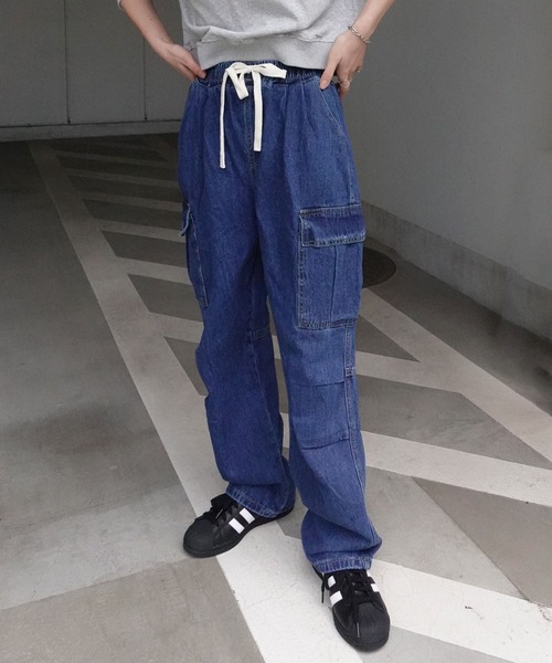 CORNERS（コーナーズ）の「デニムカーゴパンツ（カーゴパンツ・レディース・ブルー/インディゴブルー・S/M/L/XL）」の7枚目の写真
