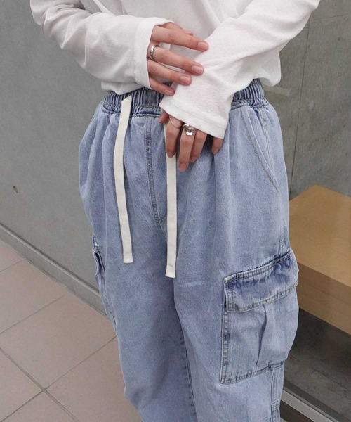 CORNERS（コーナーズ）の「デニムカーゴパンツ（カーゴパンツ・レディース・ブルー/インディゴブルー・S/M/L/XL）」の3枚目の写真