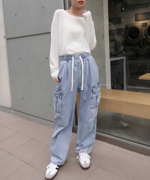 CORNERS（コーナーズ）の「デニムカーゴパンツ（カーゴパンツ・レディース・ブルー/インディゴブルー・S/M/L/XL）」の9枚目の写真